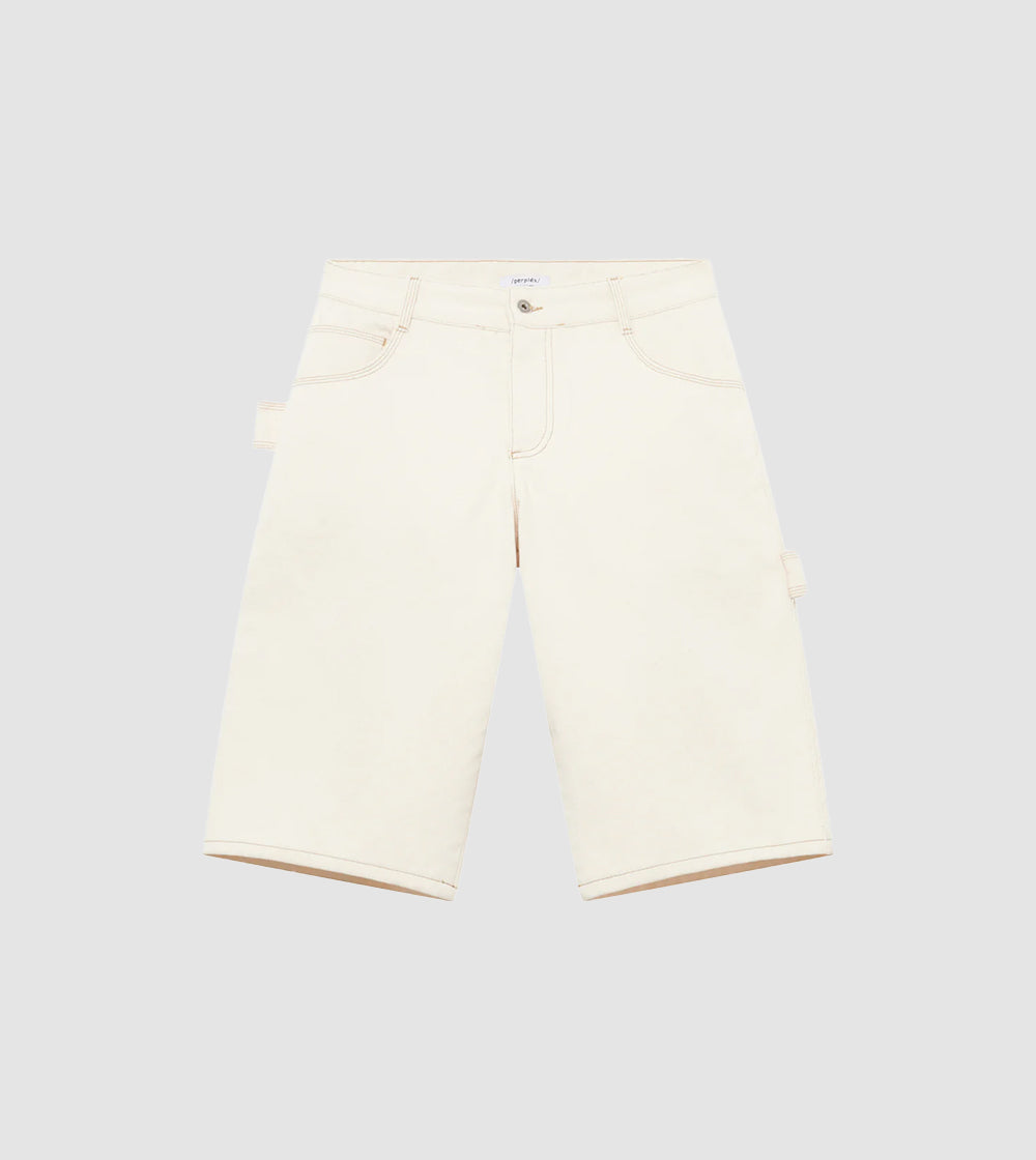 Cream denim shorts online