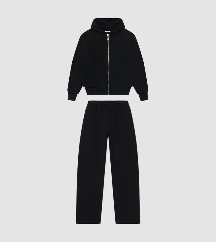 Zip Hoodie Tracksuit Black