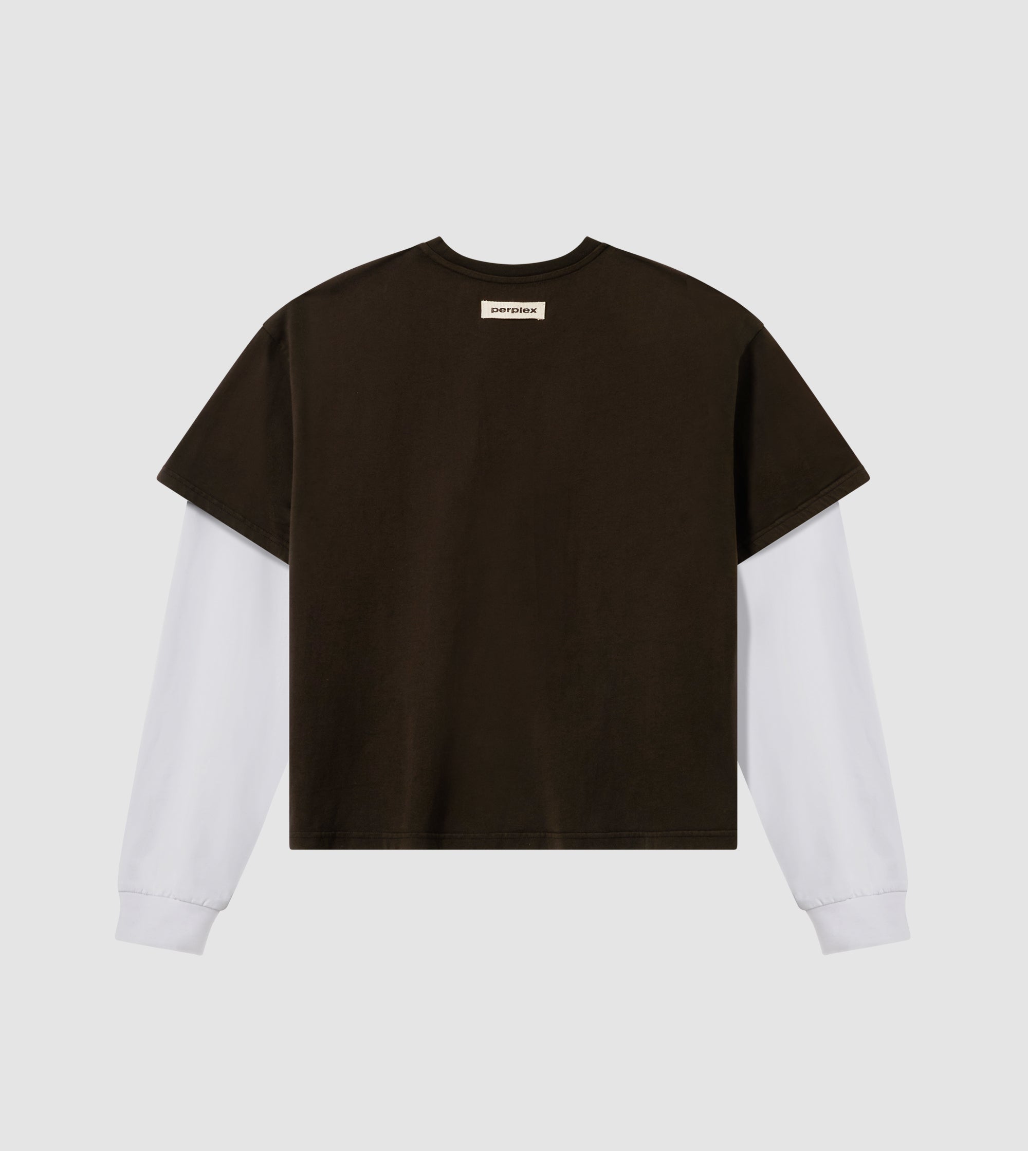 Perplex | Longsleeve T-Shirt Brown / White | 100% Cotton Double