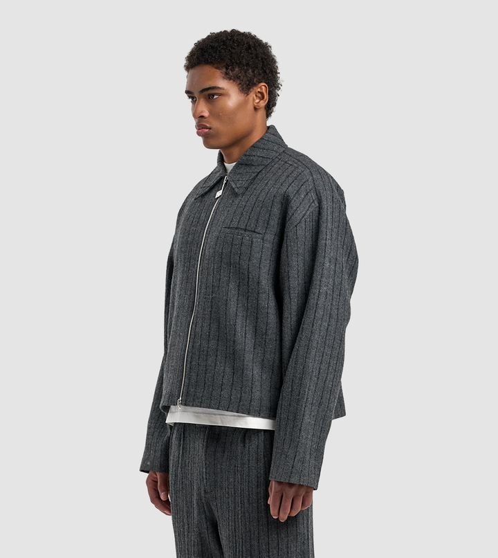 Striped Wool Jacket Grey