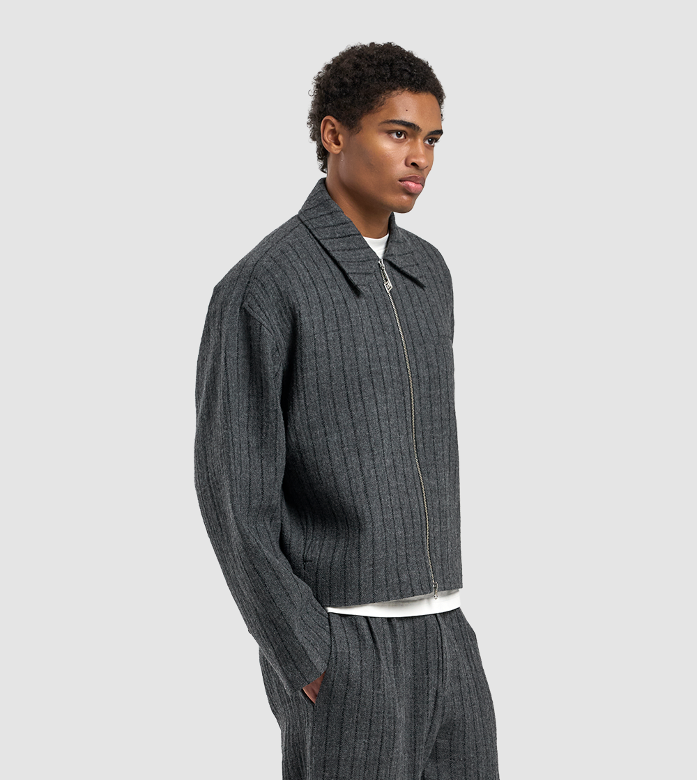 Striped Wool Jacket Grey