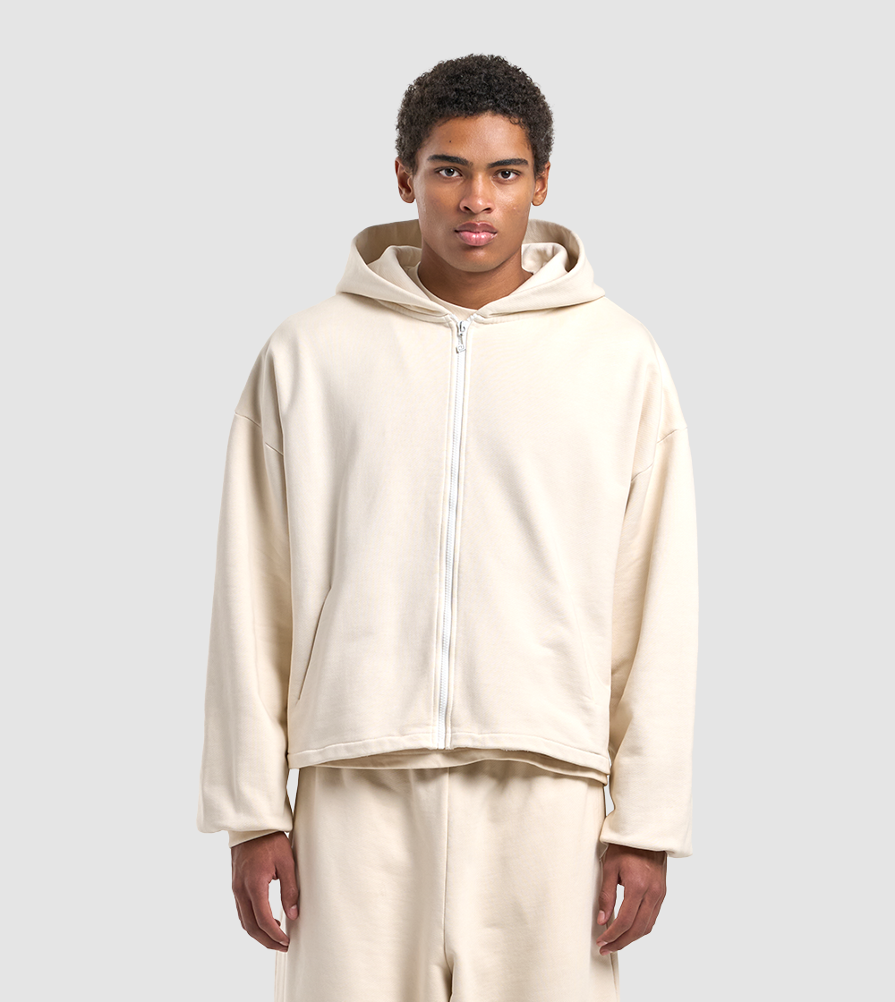 Zip Hoodie Raw Cream