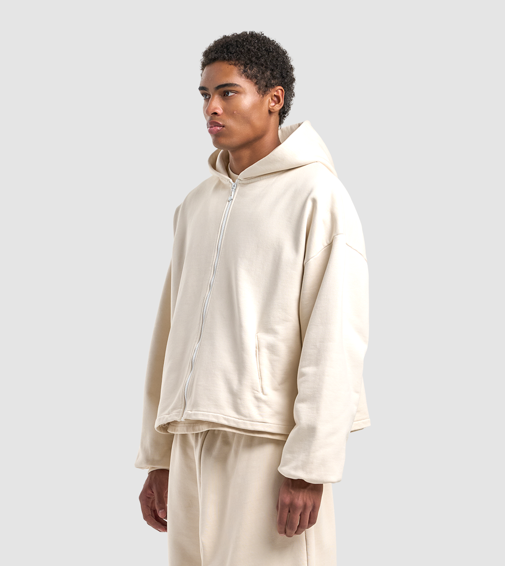 Zip Hoodie Raw Cream