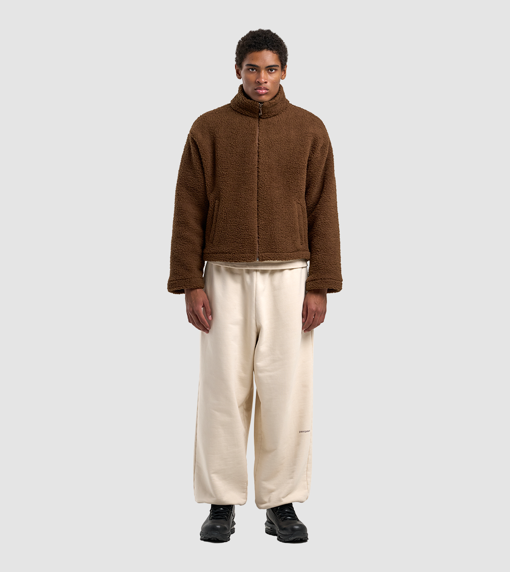 Fleece Zip Sweater Brown