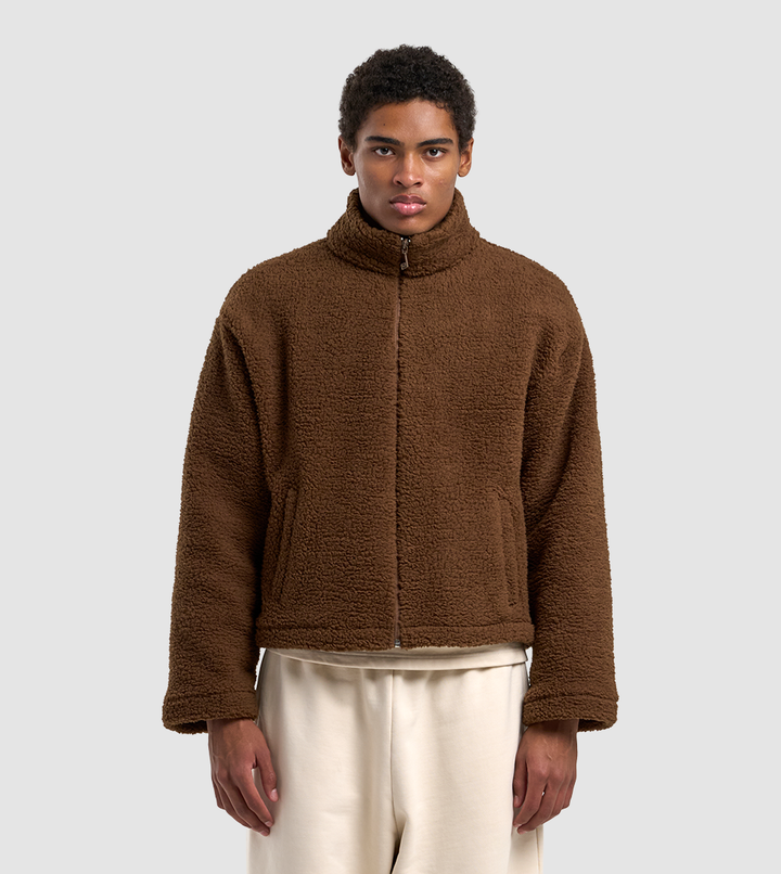 Fleece Zip Sweater Brown