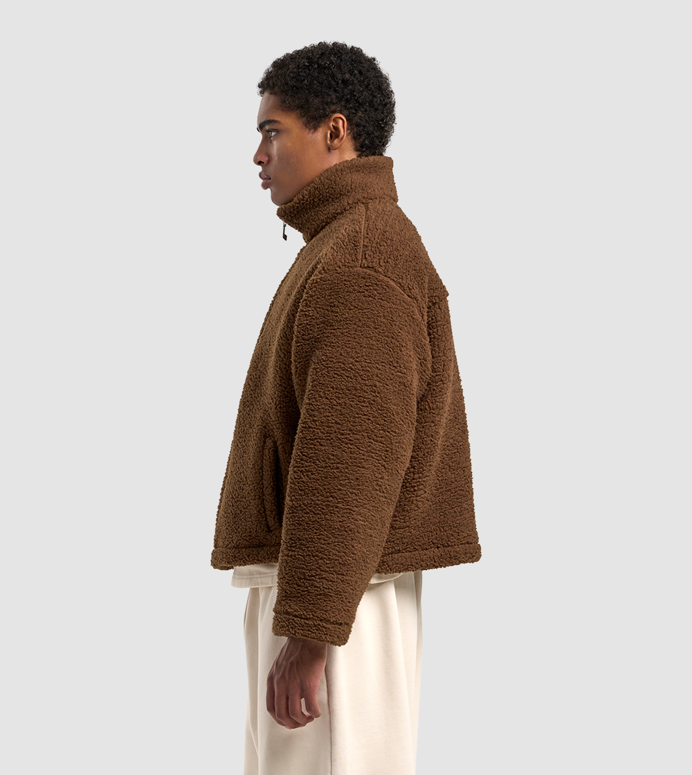 Fleece Zip Sweater Brown