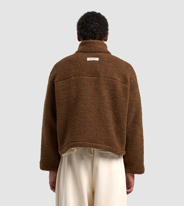Fleece Zip Sweater Brown