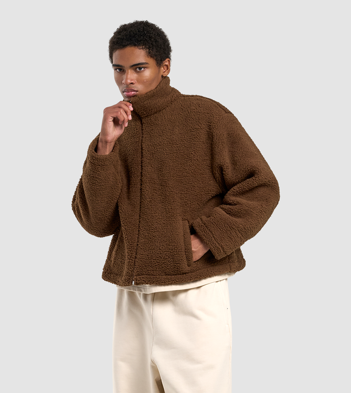 Fleece Zip Sweater Brown