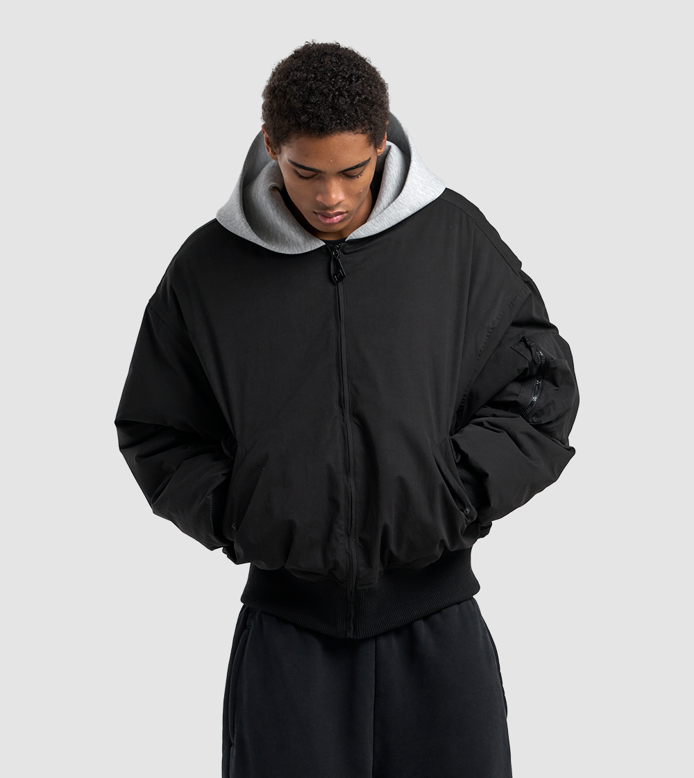 Hooded Bomber Black