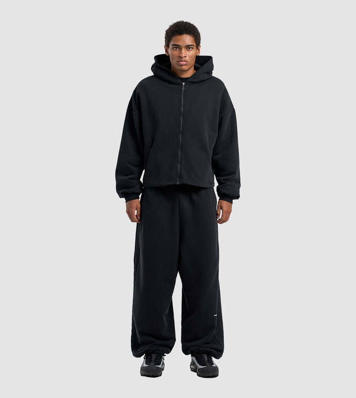 Zip Hoodie Raw Black