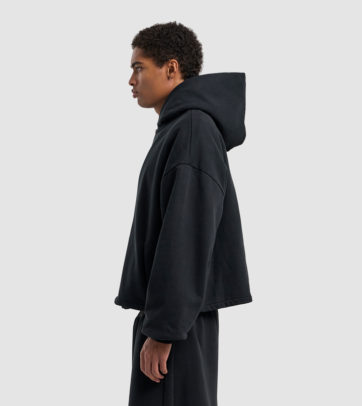 Zip Hoodie Raw Black