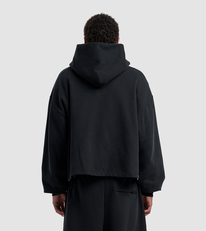 Zip Hoodie Raw Black