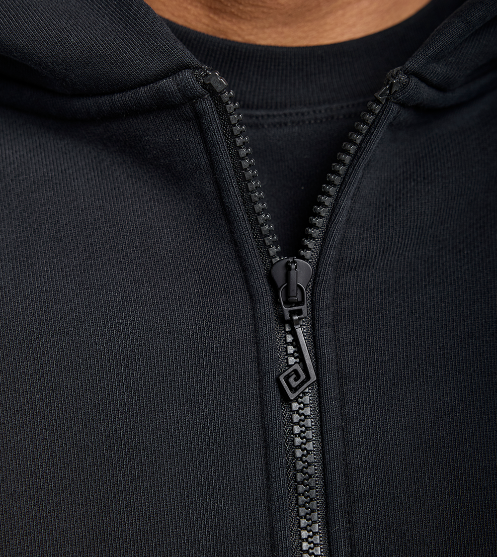 Zip Hoodie Raw Black