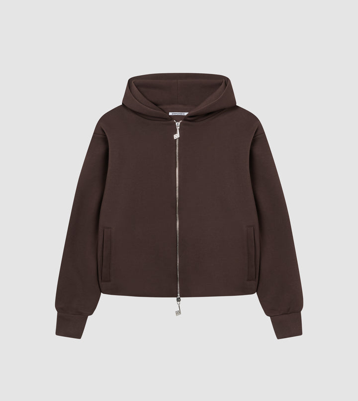 Two-Way Zip Hoodie Mocca
