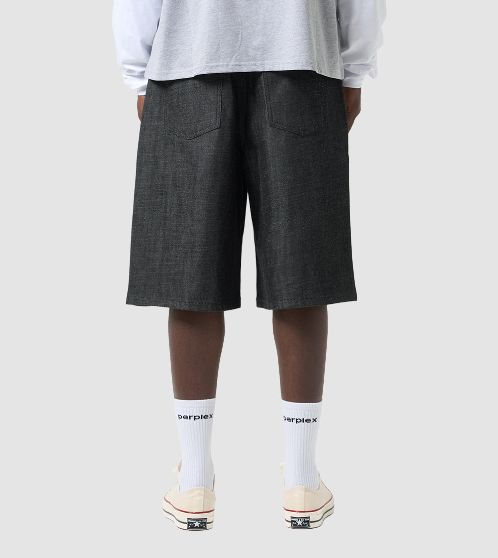 Japanese Raw Denim Shorts Black