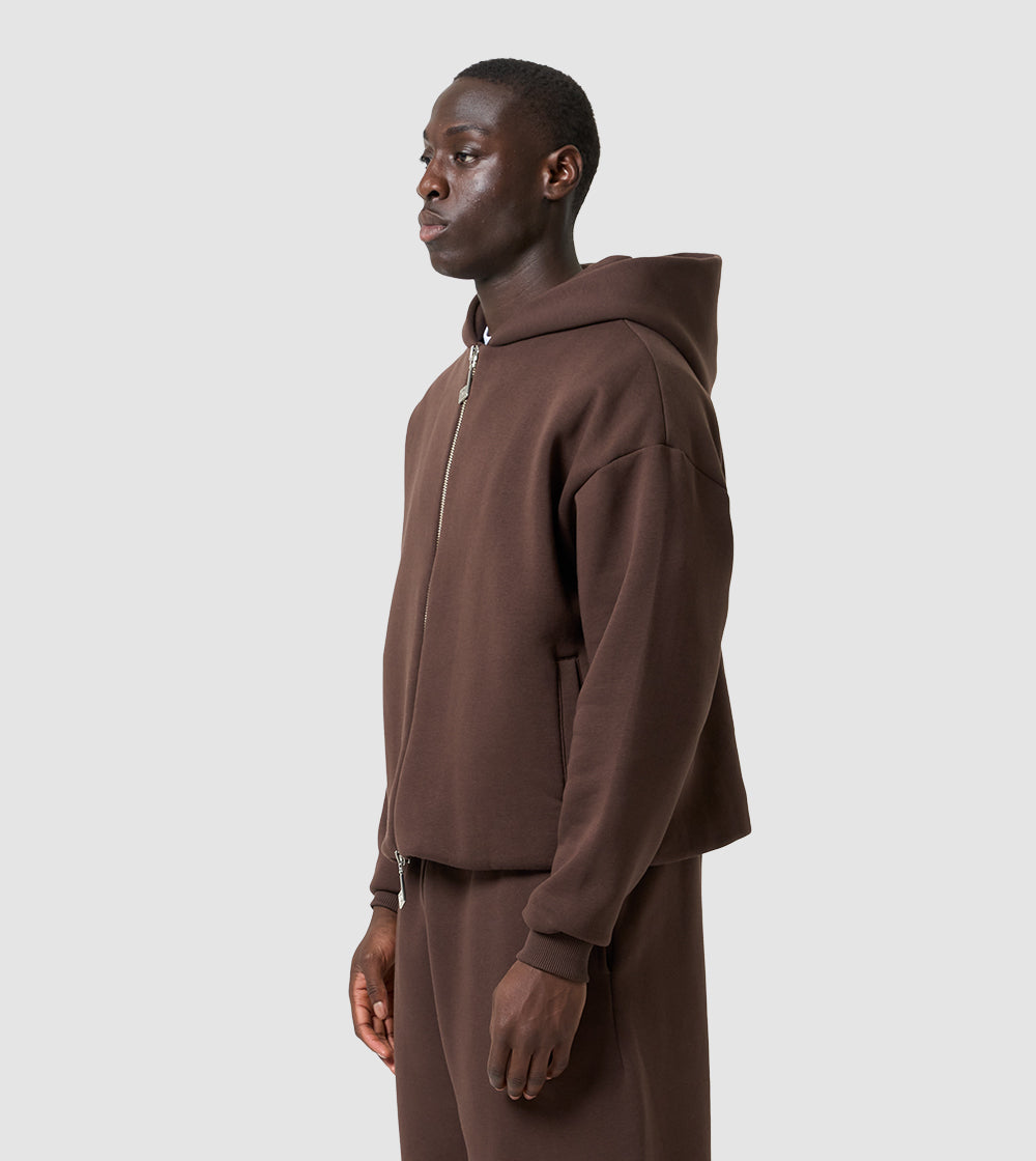 Two-Way Zip Hoodie Mocca