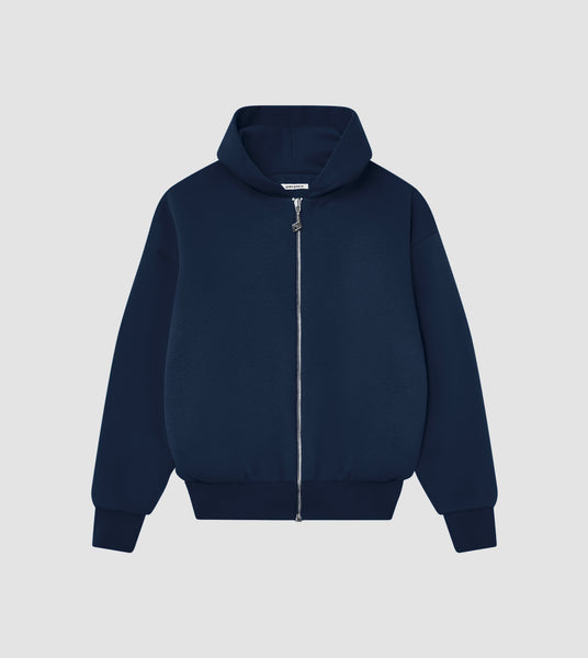 Double-Layered, Oversized Navy Zip Hoodie – Perplex Clothing